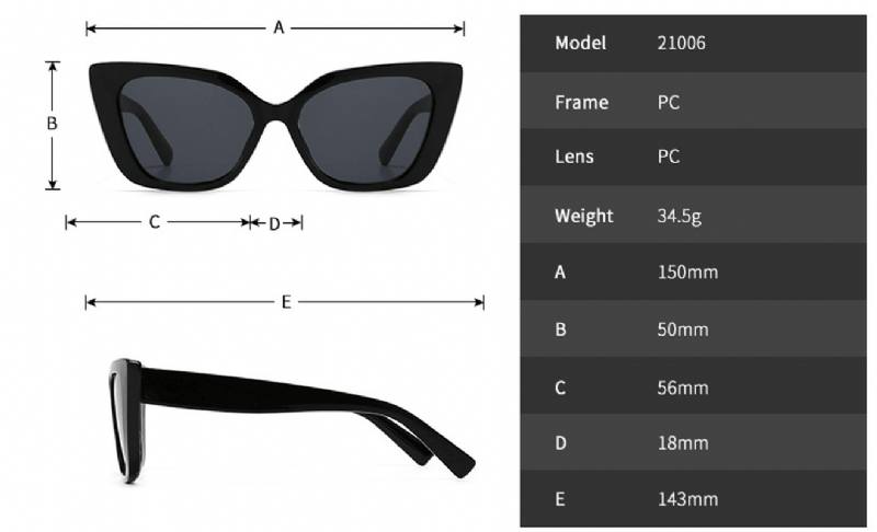 Cat-eye Frame Aurinkolasit Tyyliset Aurinkolasit