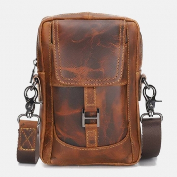 Miesten Aito Nahka Multi-carry Retro 6.5 Tuuman Puhelinlaukku Vyötärölaukku Crossbody Bag -laukku