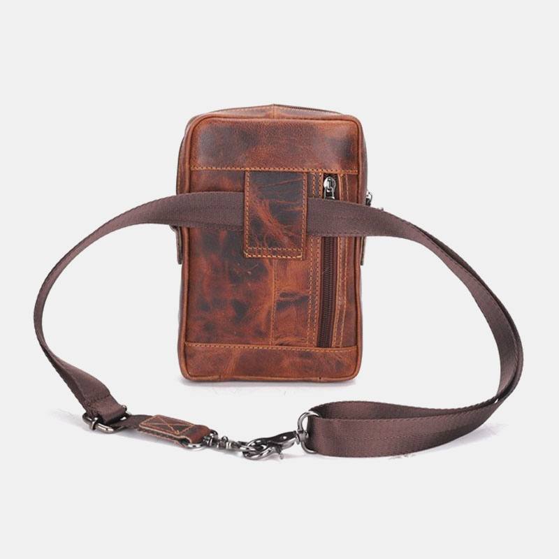 Miesten Aito Nahka Multi-carry Retro 6.5 Tuuman Puhelinlaukku Vyötärölaukku Crossbody Bag -laukku