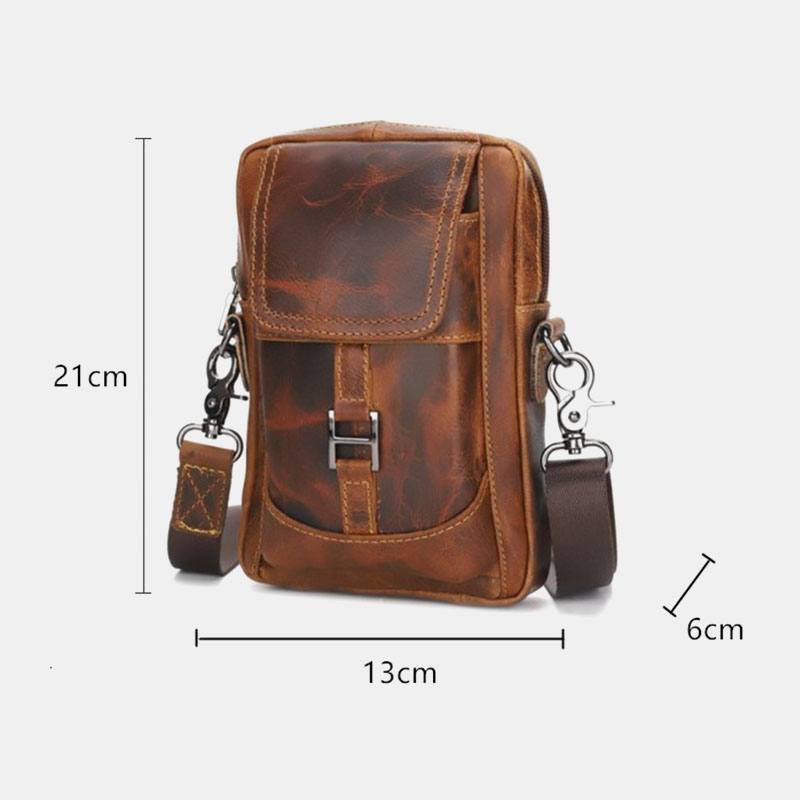 Miesten Aito Nahka Multi-carry Retro 6.5 Tuuman Puhelinlaukku Vyötärölaukku Crossbody Bag -laukku