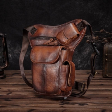 Miesten Aito Nahka Multi-carry Retro 7 Tuuman Puhelinkamera Ulkona Vyötärölaukku Crossbody Laukku