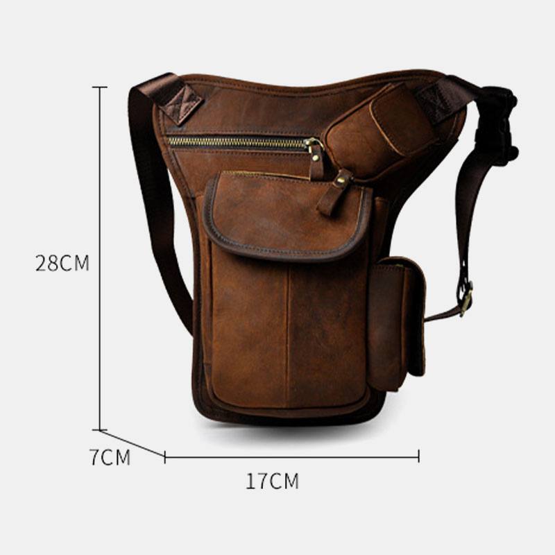 Miesten Aito Nahka Multi-carry Retro 7 Tuuman Puhelinkamera Ulkona Vyötärölaukku Crossbody Laukku