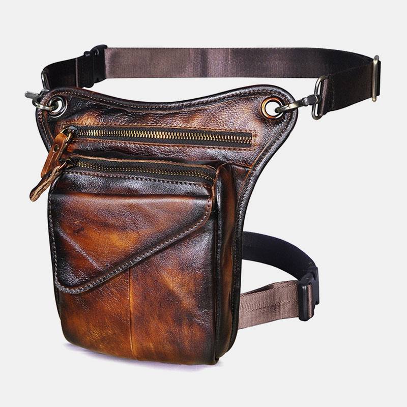 Miesten Aito Nahka Multi-carry Retro 8 Tuuman Ulkokäyttöinen Puhelin Kameran Vyötärölaukku Crossbody Laukku