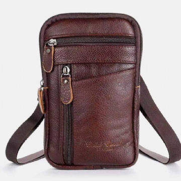 Miesten Aito Nahka Multi-carry Varkaudenesto 6.5 Tuuman Puhelinlaukku Crossbody Bag Vyötärölaukku Laukku