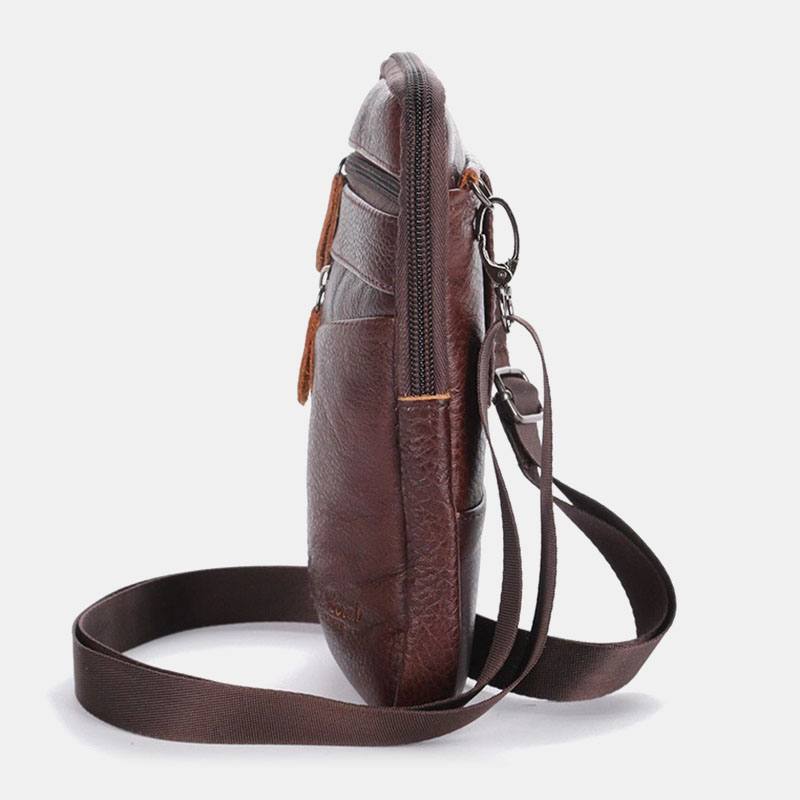 Miesten Aito Nahka Multi-carry Varkaudenesto 6.5 Tuuman Puhelinlaukku Crossbody Bag Vyötärölaukku Laukku