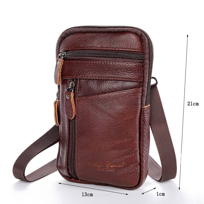 Miesten Aito Nahka Multi-carry Varkaudenesto 6.5 Tuuman Puhelinlaukku Crossbody Bag Vyötärölaukku Laukku