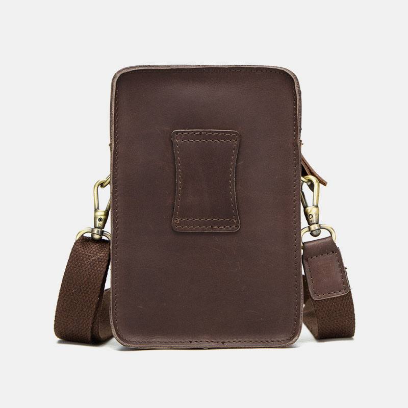 Miesten Aito Nahka Retro Rento Outdoor Multi-carry -puhelinlaukku Crossbody Bag -vyötärölaukku 5.8 Tuuman Puhelimelle