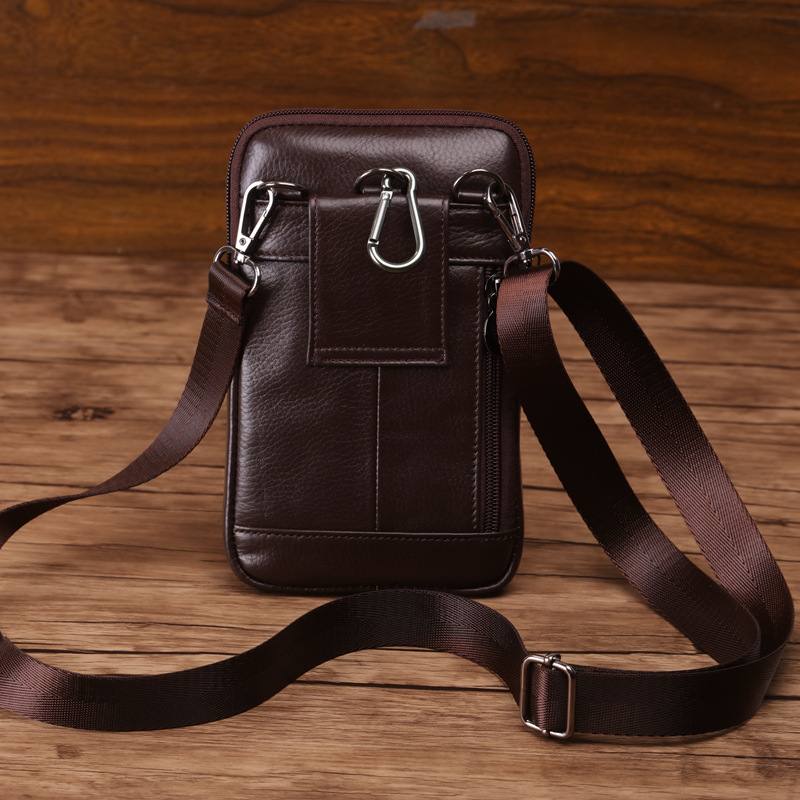 Miesten Aito Nahkainen Lehmännahkainen 6-7 Tuuman Puhelinlaukku Multi-carry Crossbody -laukku Vyölenkillä