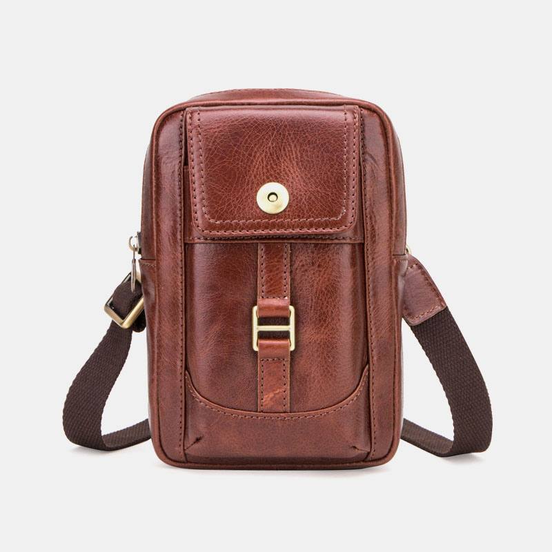 Miesten Aito Nahkainen Retromuoti 5.8 Tuuman Puhelinlaukku Multi-carry Crossbody -laukku Vyötärölaukku