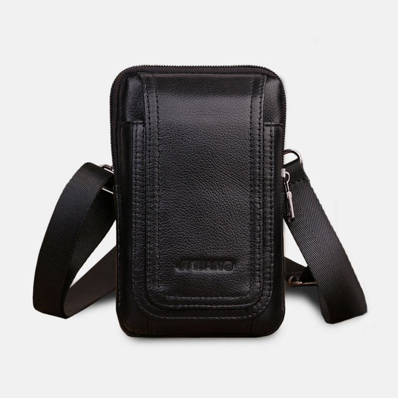 Miesten Aito Nahkavyölaukku Crossbody Bag 6 Tuuman Puhelinlaukku Vyötärölaukku Vyölaukku