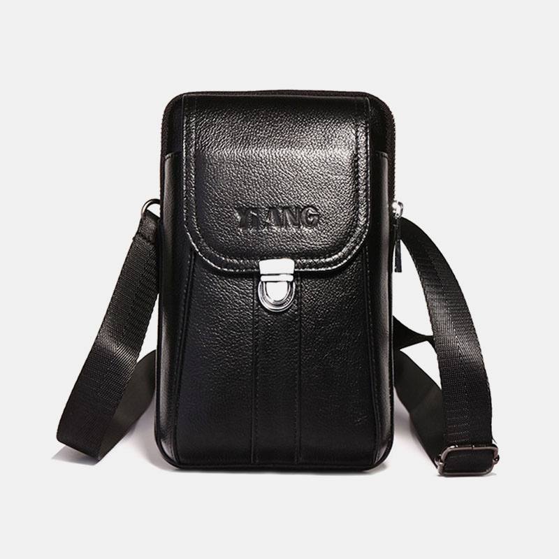 Miesten Aitoa Nahkaa 7 Tuuman Retropuhelinlaukku Vyölaukku Vyökassi Crossbody Bag Sling Bag