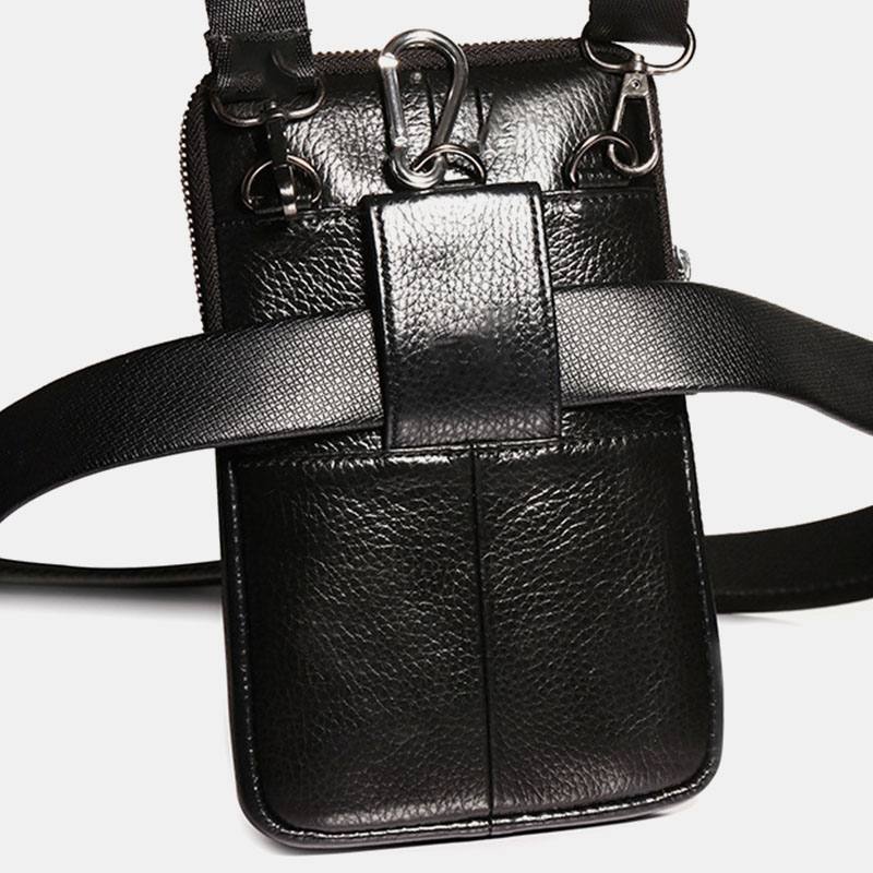 Miesten Aitoa Nahkaa 7 Tuuman Retropuhelinlaukku Vyölaukku Vyökassi Crossbody Bag Sling Bag