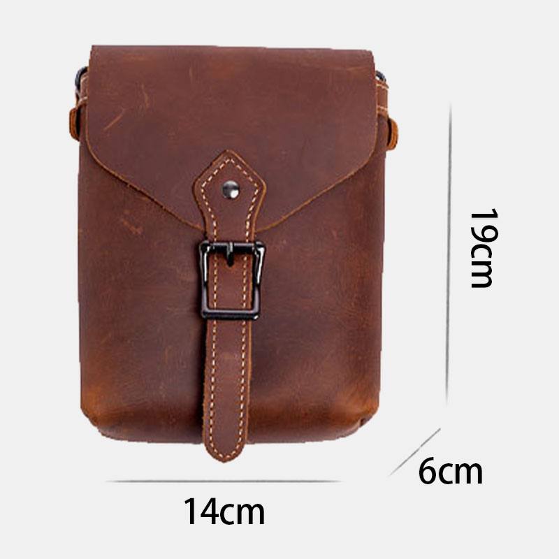 Miesten Aitoa Nahkaa Monitoiminen Kevyt Crossbody-laukku Vintage 6.5 Tuuman Puhelinlaukku Vyötärölaukku Vyölaukku