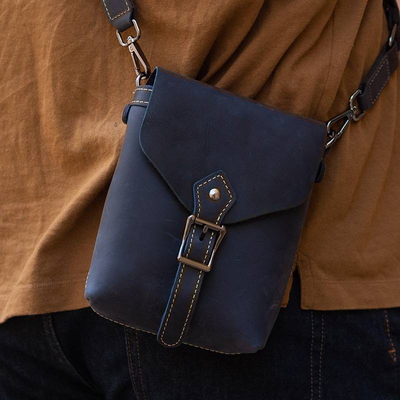 Miesten Aitoa Nahkaa Monitoiminen Kevyt Crossbody-laukku Vintage 6.5 Tuuman Puhelinlaukku Vyötärölaukku Vyölaukku