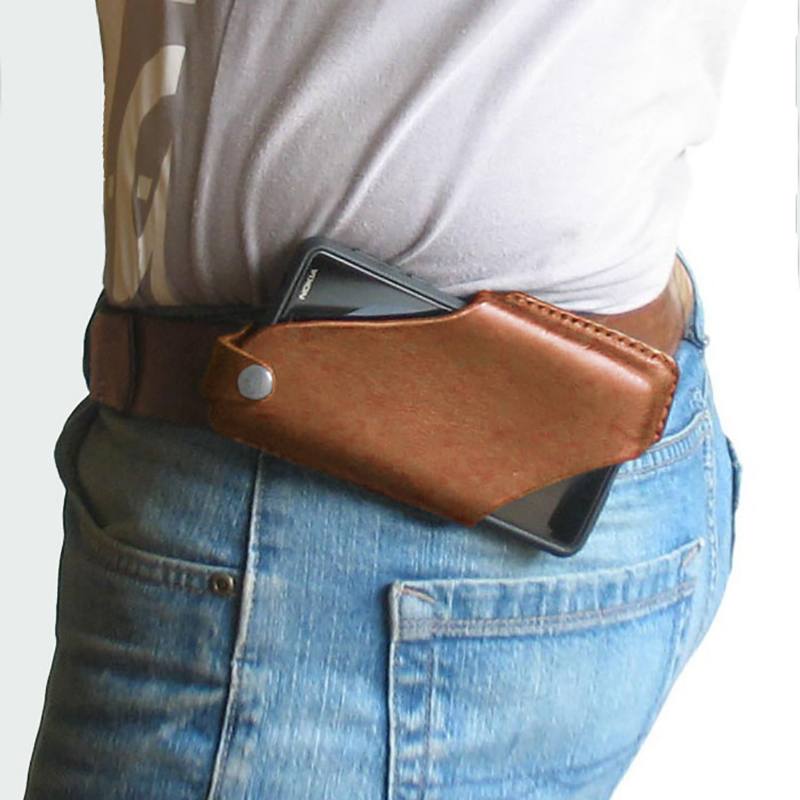 Miesten Aitoa Nahkaa Oleva Fanny Pack 4.7-6.5 Tuuman Puhelinlaukku Vyötärölaukku Easy Carry Edc-laukku Ulkokäyttöön