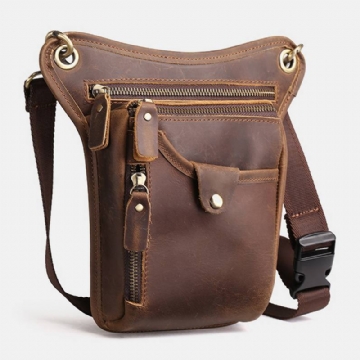 Miesten Retro Aitoa Nahkaa Monitaskuinen Vyötärölaukku Outdoor Sport 6.5 Tuuman Puhelinlaukku Vetoketjullinen Crossbody Laukut Olkalaukku