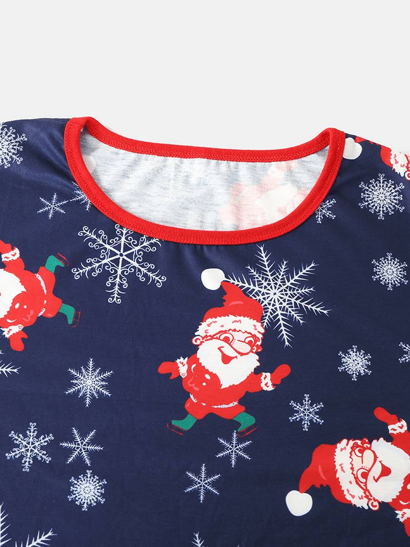 Miesten Sarjakuva Santa Claus Painatus O-neck Löysät Housut Koti Pyjamasetti