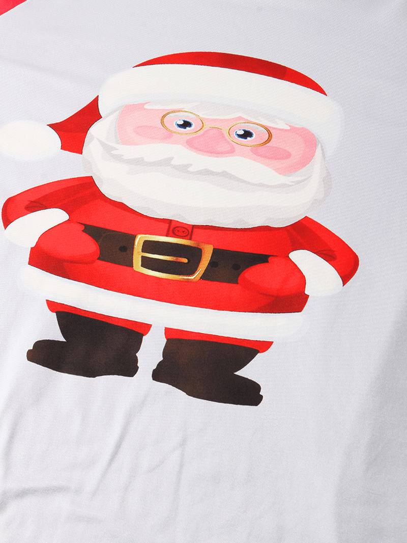 Miesten Sarjakuva Santa Claus Painatus Raglan Sleeve Löysät Plaid Pants Home Lounge Pyjamasetti