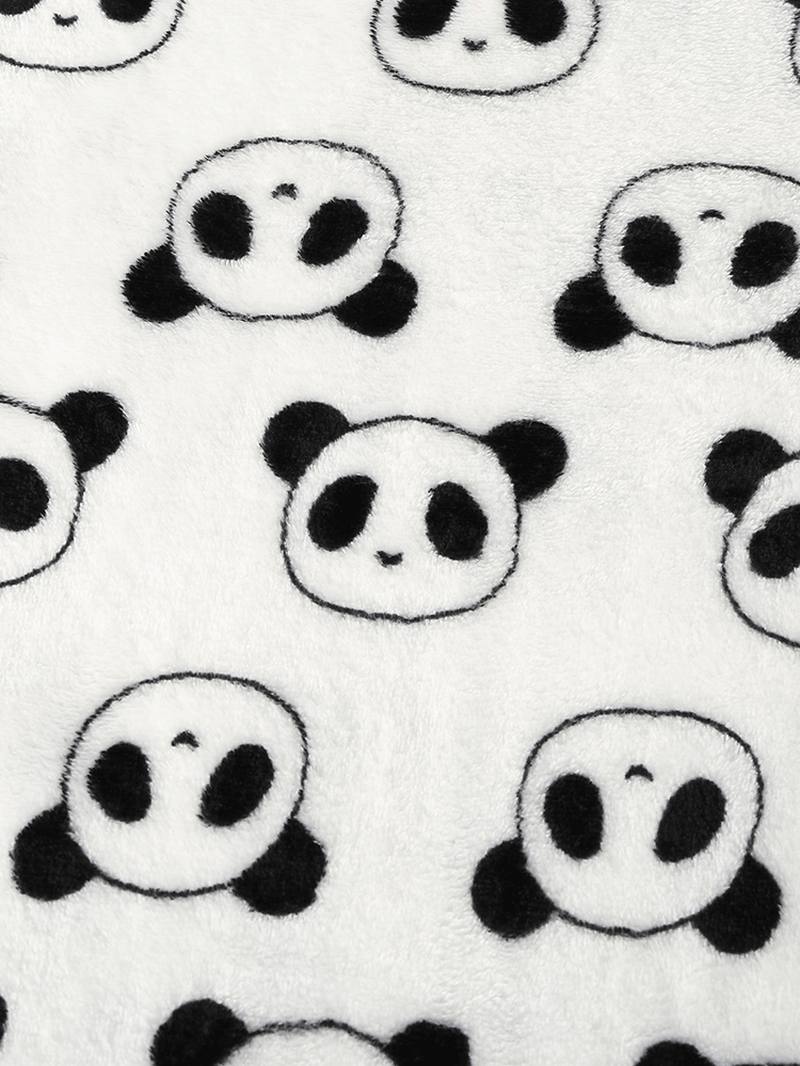 Naiset Ympäri Sarjakuva Panda Pitkähihainen Pehmo Lämmin Kotipyjamasetti