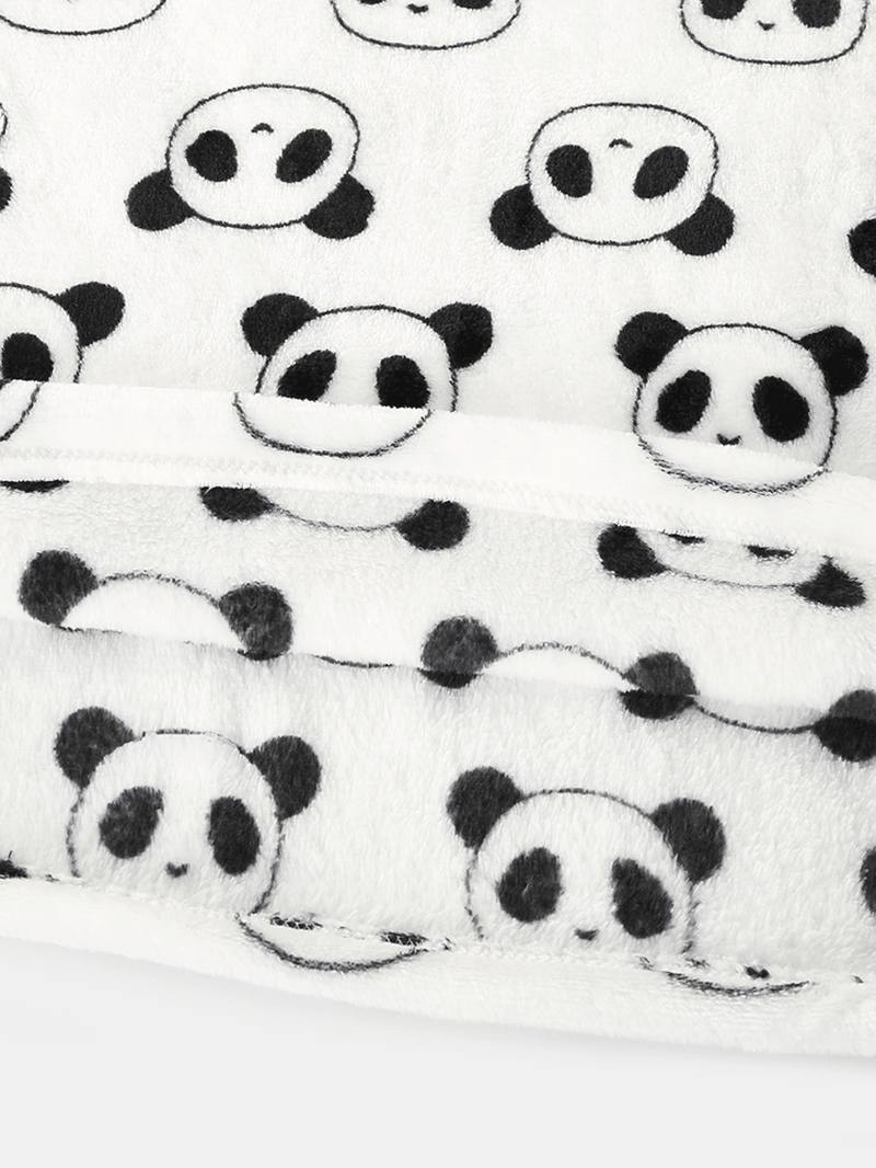 Naiset Ympäri Sarjakuva Panda Pitkähihainen Pehmo Lämmin Kotipyjamasetti