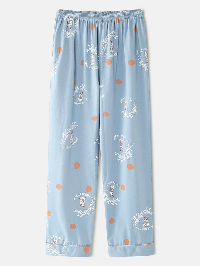 Naisten Sarjakuva Rabbit & Polka Dot Painatus -paita Joustava Vyötärö Home Pyjama Set