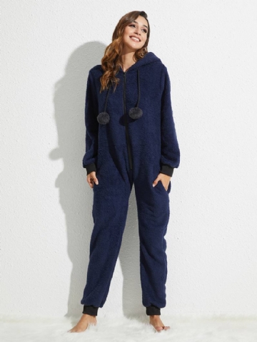 Vetoketjullinen Huppari Pitkähihainen Flanelli Onesie -haalari Pyjama-setti