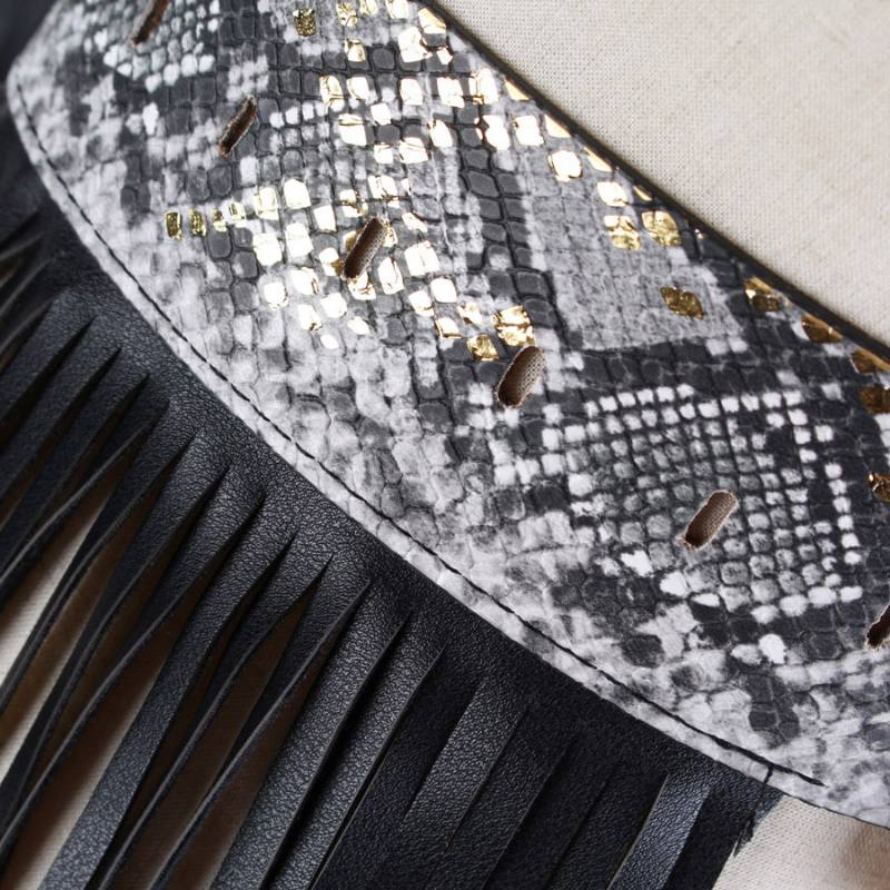 Fringed Belt Wild Snakeskin Kuvio Koristeellinen Vyö