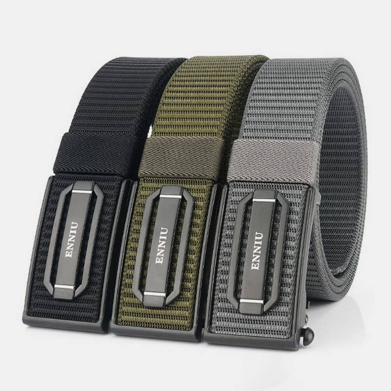 Miesten Nylon Punottu 120 cm Suorakulmio Automaattinen Solki Rento Wild Belt Treening Tactical Vyöt