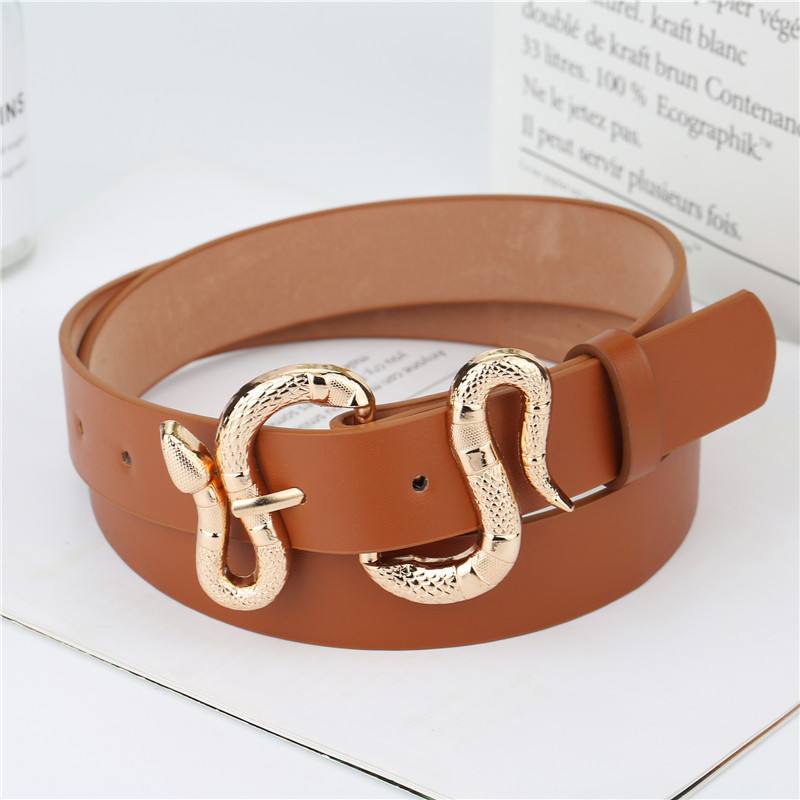 Muoti Snake Buckle Pu Belt All-match Simple Jeans Suit Belt