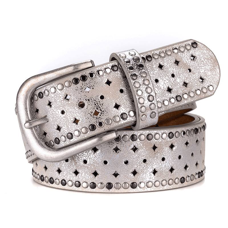 Rhinestone Rivet Pin Bucklea Fshion Rento Farkkuvyöllä