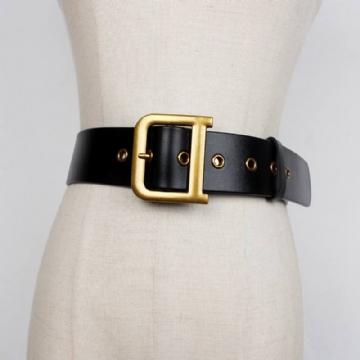 Suunnittelija Bella Hadid D Letter Aged Gold Tone Aitoa Nahkaa Velvet Eyelet Belt