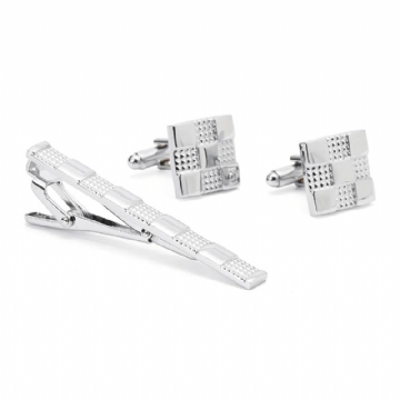 Unisex Silver Grid Kalvosinnapit Business High Grade Tie Clip