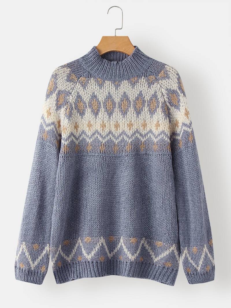 Naisten Vintage-kuvioiset Raglan Sleeve -neulepuserot