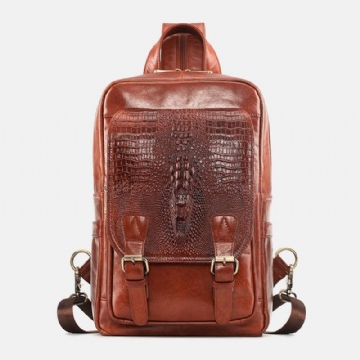 Miesten Aitoa Nahkaa Suuren Kapasiteetin Moniosastoinen Reppu Retro-monitoimiset Crossbody-olkalaukut