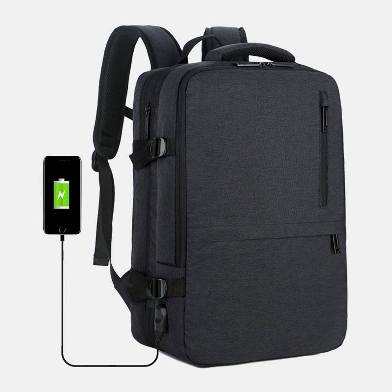 Miesten Oxford Extension Capacity Usb-lataus Multi-pocket Business Kannettavan Tietokoneen Laukku Reppu