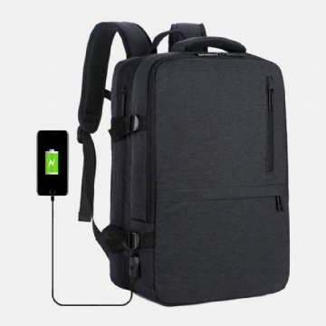 Miesten Oxford Extension Capacity Usb-lataus Multi-pocket Business Kannettavan Tietokoneen Laukku Reppu