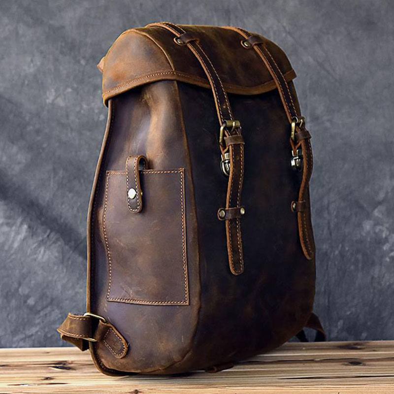 Miesten Vintage Business Outdoor Suuri Kapasiteetti School College Bookbag Pu-nahka Kontrastivärinen 14 Tuuman Kannettavan Tietokoneen Laukku