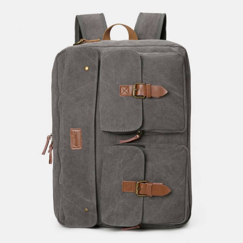 Miesten Vintage Rento Canvas Suuri Kapasiteetti 17 Tuuman Kannettavan Tietokoneen Laukku Reppu Monitaskuinen Crossbody Laukku