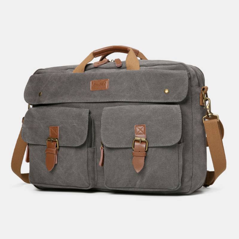 Miesten Vintage Rento Canvas Suuri Kapasiteetti 17 Tuuman Kannettavan Tietokoneen Laukku Reppu Monitaskuinen Crossbody Laukku