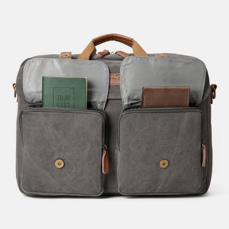 Miesten Vintage Rento Canvas Suuri Kapasiteetti 17 Tuuman Kannettavan Tietokoneen Laukku Reppu Monitaskuinen Crossbody Laukku