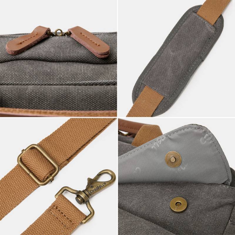 Miesten Vintage Rento Canvas Suuri Kapasiteetti 17 Tuuman Kannettavan Tietokoneen Laukku Reppu Monitaskuinen Crossbody Laukku