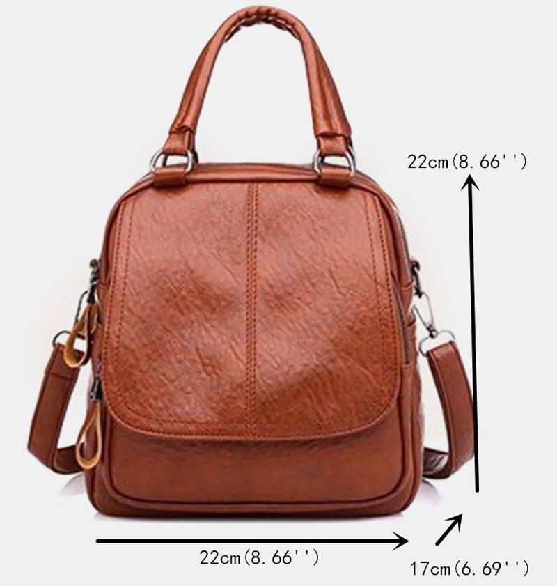 Naisten Pu-nahkainen Multi-carry Vintage Vedenpitävä Crossbody Laukku Olkalaukku Reppu