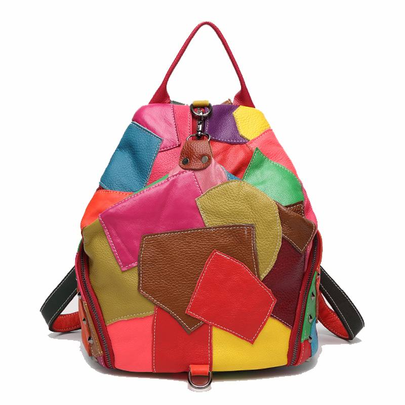 Naisten Rento Patchwork Aitoa Nahkaa Suuren Kapasiteetin Olkalaukut Crossbody Laukut