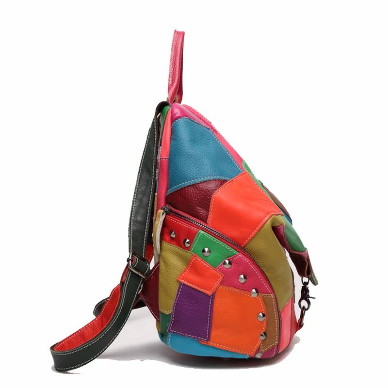 Naisten Rento Patchwork Aitoa Nahkaa Suuren Kapasiteetin Olkalaukut Crossbody Laukut