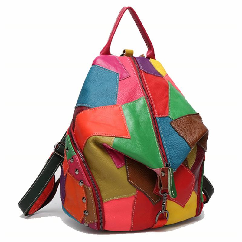 Naisten Rento Patchwork Aitoa Nahkaa Suuren Kapasiteetin Olkalaukut Crossbody Laukut