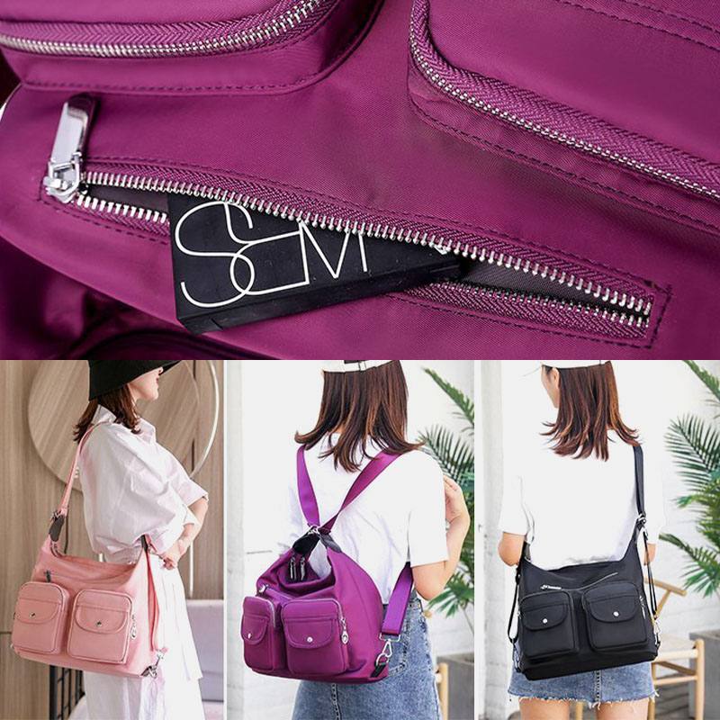 Naisten Vedenpitävä Multi-carry Multi-pocket Kiinteä Crossbody Laukku Reppu