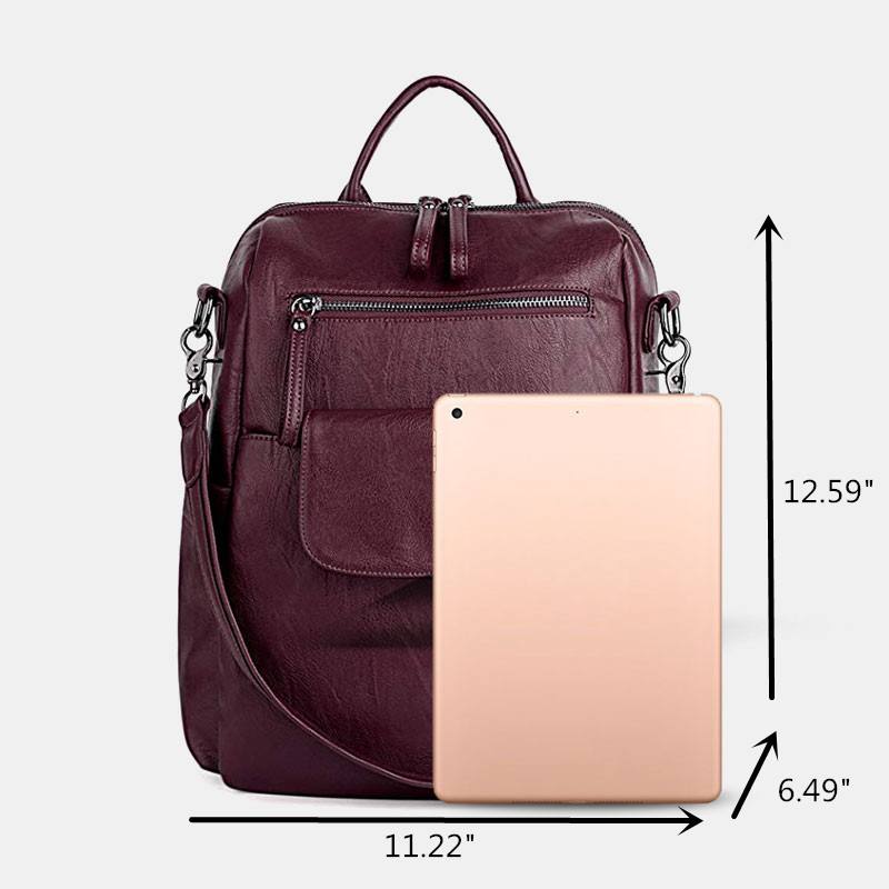 Naisten Yksivärinen Vedenpitävä Multi-carry Reppu Suuri Kapasiteetti Takavarkaudenesto Tasku Olkalaukku Crossbody Laukku