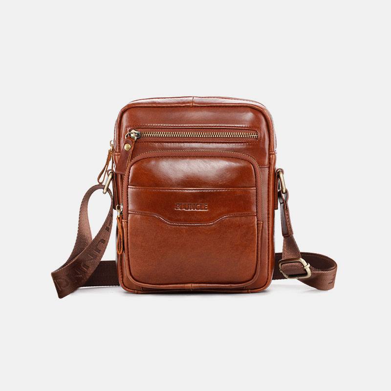 Miesten Aidosta Nahasta Valmistettu Monitoiminen Retro-kulumisenkestävä Suurikokoinen Käsilaukku Olkalaukku Cross Body Bag