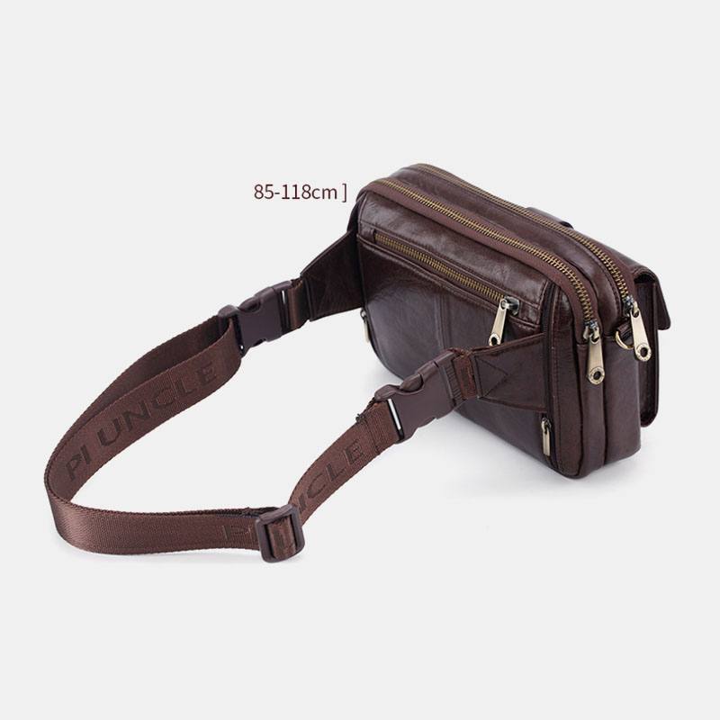 Miesten Aidosta Nahasta Valmistettu Monitoiminen Retro-olkalaukku Vyötärölaukku Cross Body Bag