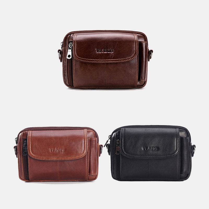 Miesten Aidosta Nahasta Valmistettu Monitoiminen Vintage Cross Body Bag Outdoor Vyölaukku